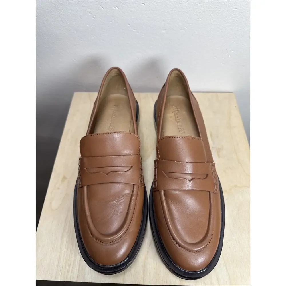 Madewell Womens Penny Loafers Vernon Shoes Tan 7.5 Leather Preppy Classic Chic
